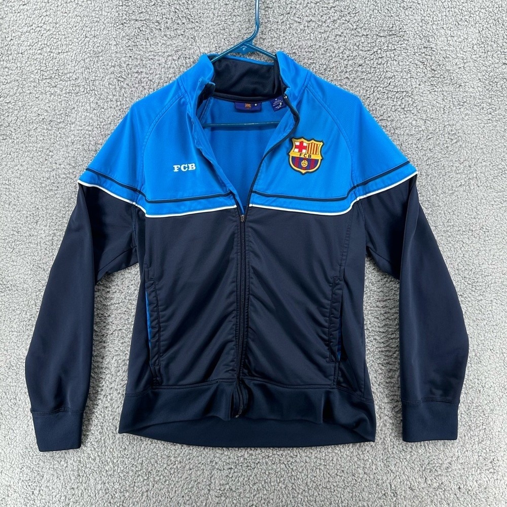 FC Barcelona FCB  Navy Blue Full Zip Soccer Track Jacket Mens Sz Medium